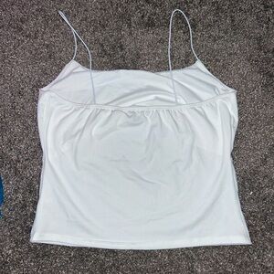 White spaghetti strap cropped tank top